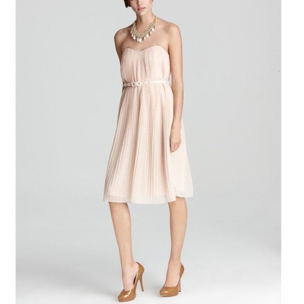 NWT French Connection Shelby Womens Pleated Belted Summer Dress Pale Pink Size 2